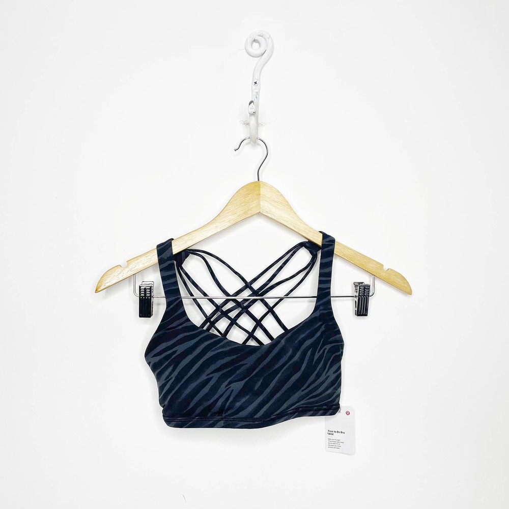lululemon free to be wild sports bra Le Tigre Camo Deep Coal Multi Womens US 6